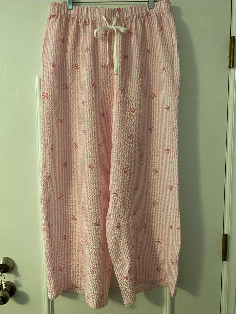 SHEIN Pink Waffle-Knit Girls' Pajama Bottoms with Drawstring